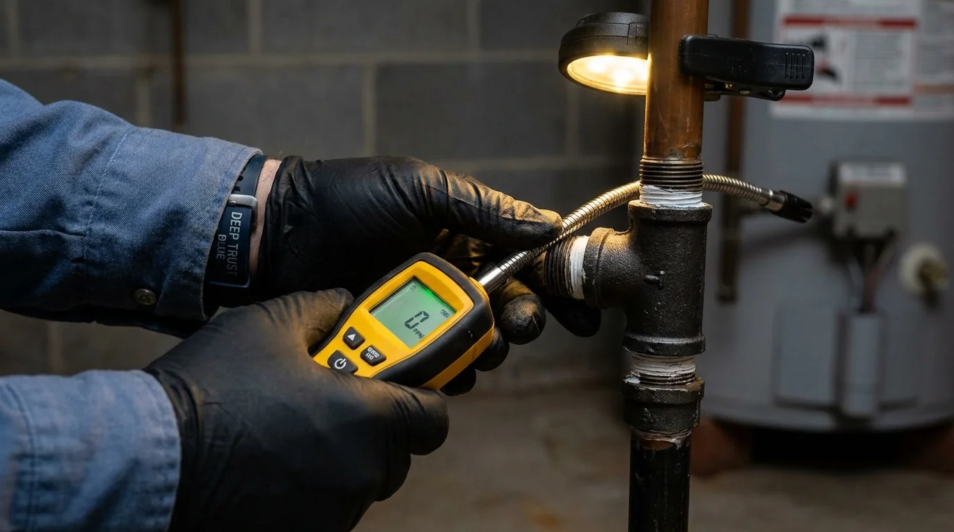 Gas leak detection with electronic sniffer by Johns Plumbing LLC in Hysham