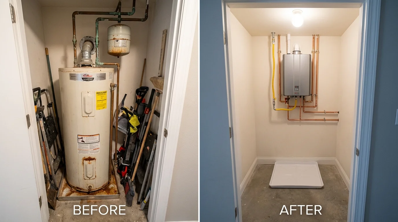 Tank water heater versus wall-mounted tankless unit comparison for Hysham, MT homeowners